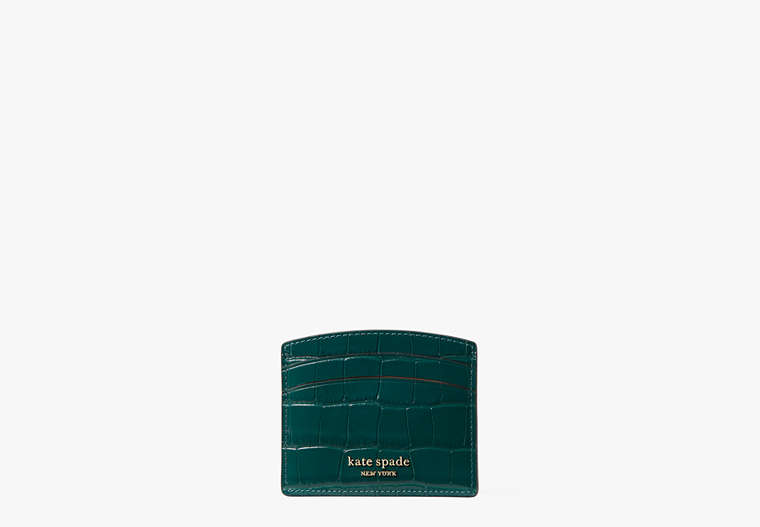 Spencer Croc-embossed Leather Cardholder, Dark Deep Jasper, Product