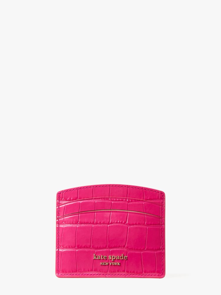 Spencer Croc-embossed Leather Cardholder, Festive Pink, Product