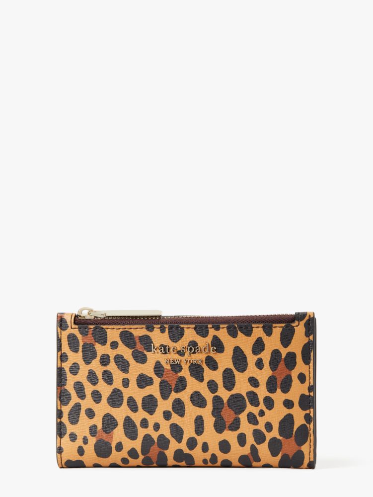 Spencer Leopard Small Slim Bifold Wallet | Kate Spade New York