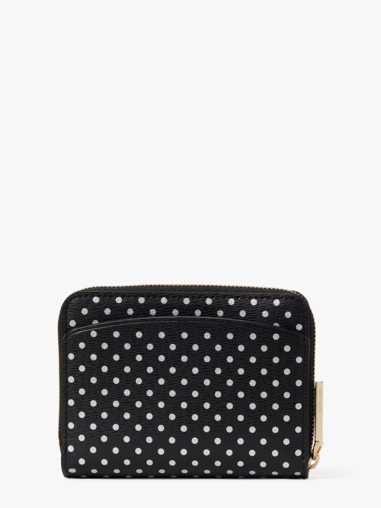 Spencer Metallic Dot Small Compact Wallet, Black / Glitter, Product