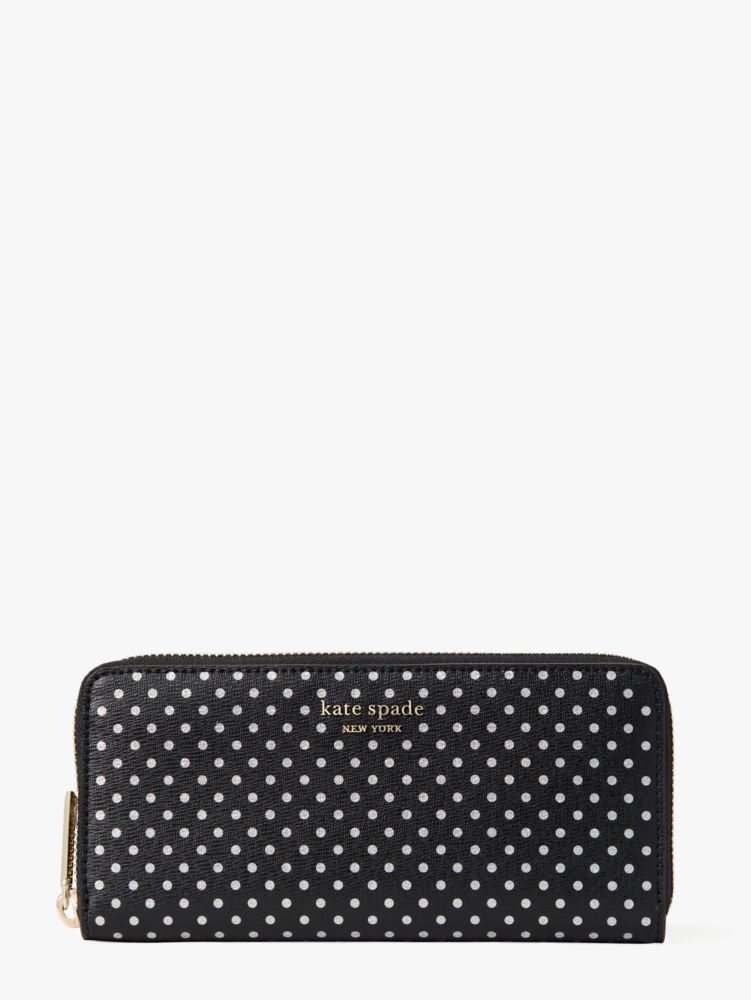 Kate Spade Spencer Metallic Dot Slim Continental Wallet In Black Multi ...