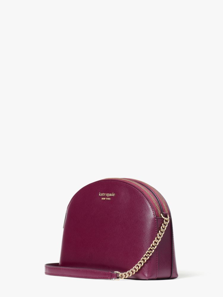 Kate Spade Spencer Burgundy Leather Double Zip Dome Crossbody 