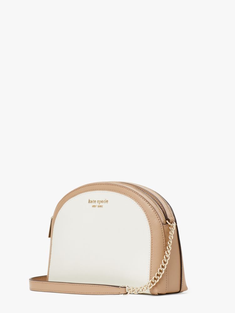 Spencer Double Zip Dome Crossbody, Parchment/Raw Pecan, Product