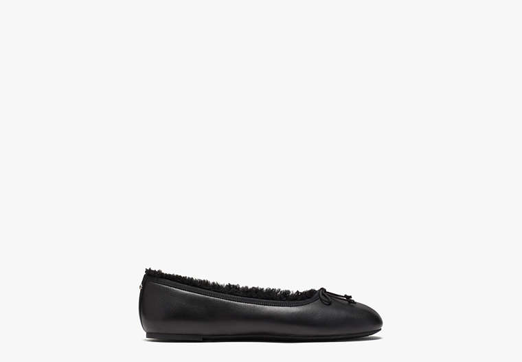 Honey Shearling Flats, Black, Product image number 0