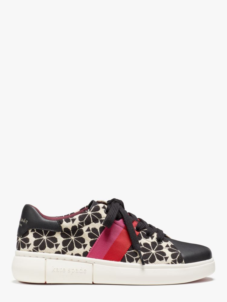 Women's cream black spade flower jacquard keswick sneakers | Kate Spade