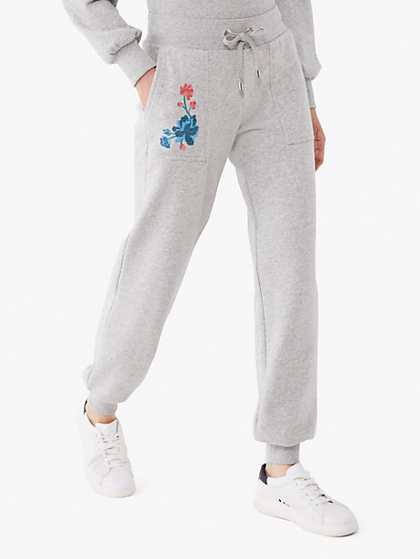 floral embroidered sweatpants