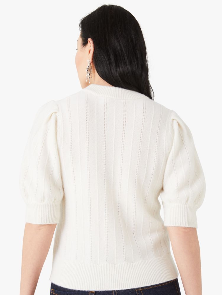 cashmere puff-sleeve sweater, French Cream, Product