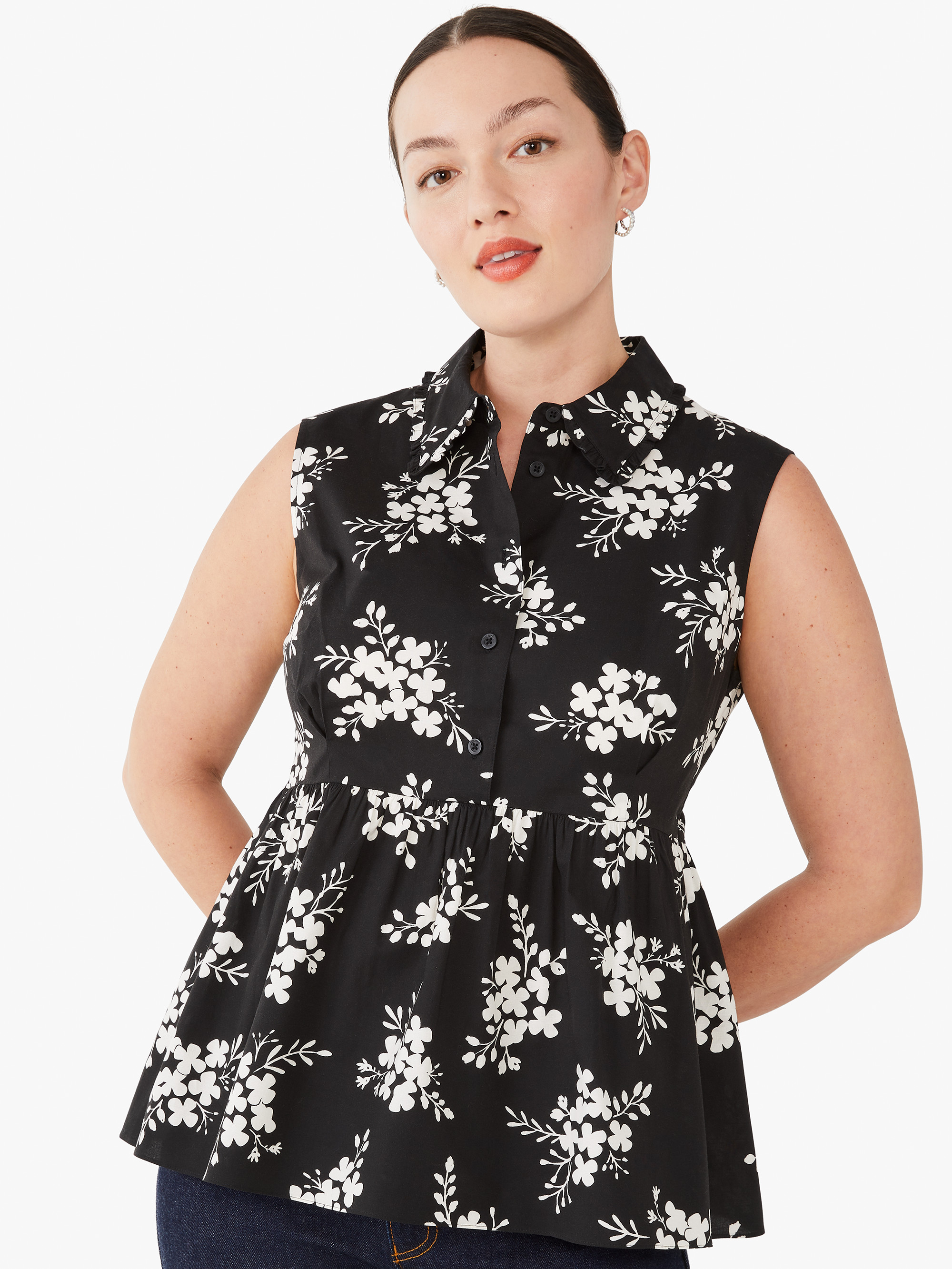 Floral Clusters Flounce Top