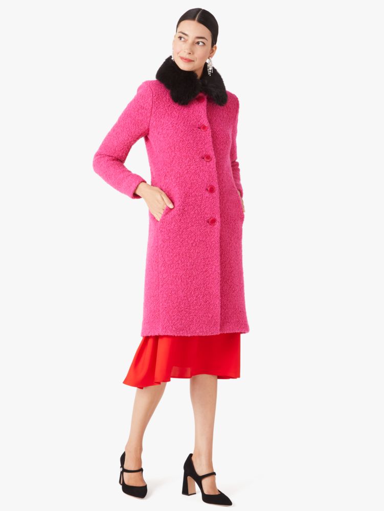 wool-blend bouclé broadway coat, Festive Pink, Product