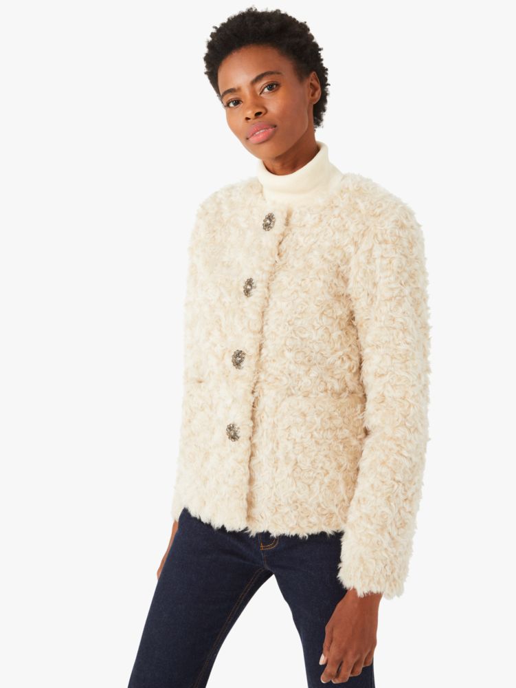 Faux Fur Jewel Button Jacket | Kate Spade Surprise