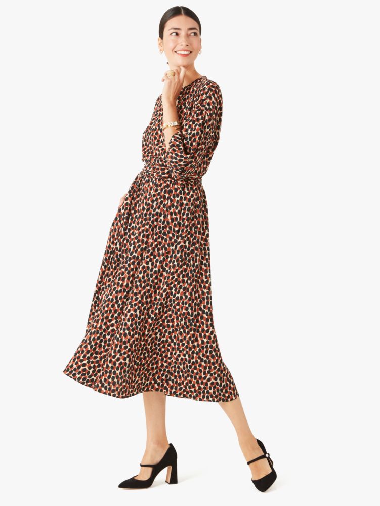 Dotty Leopard Tie-waist Dress, Silt, Product