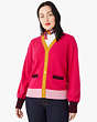 Colorblock Cashmere Gallery Cardigan, Pink Jewel, Product