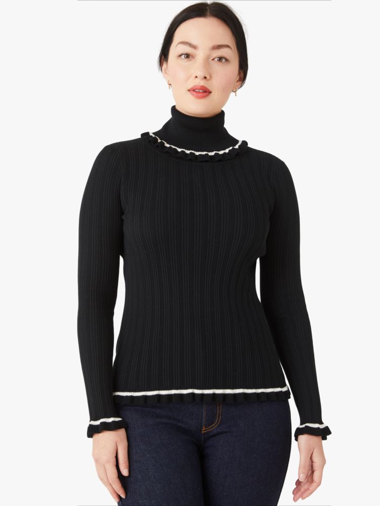 ruffle turtleneck, Black, ProductTile