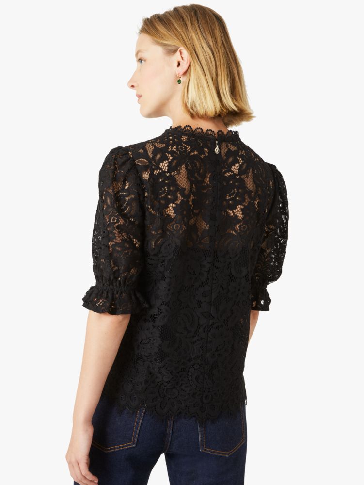 floral lace top, Black, Product