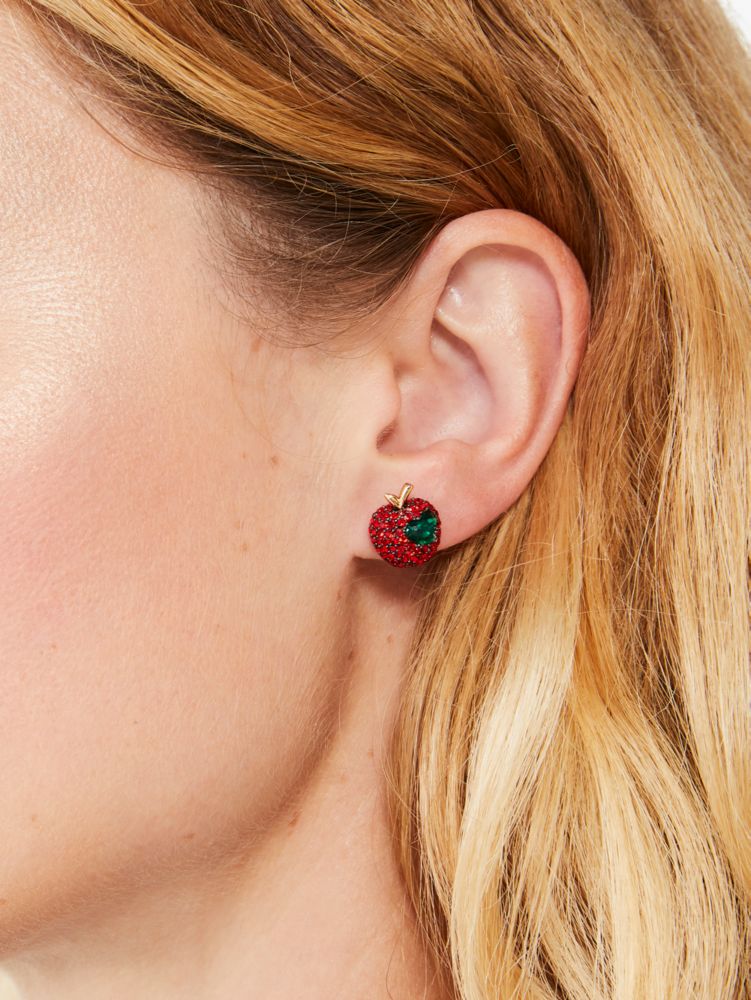 Dashing Beauty Pavé Apple Studs, Red, Product