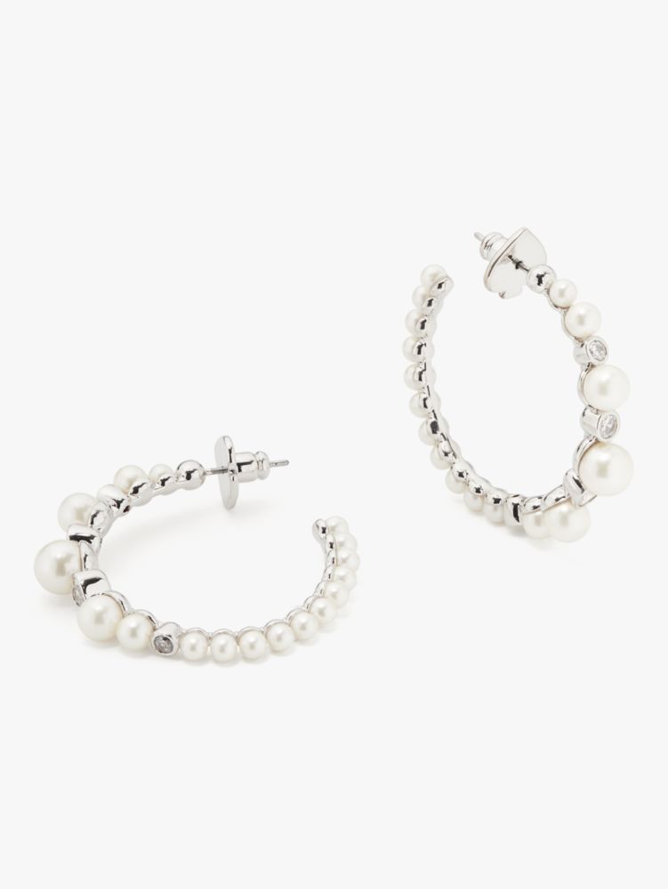 pearl caviar hoops, Cream/Silver, Product