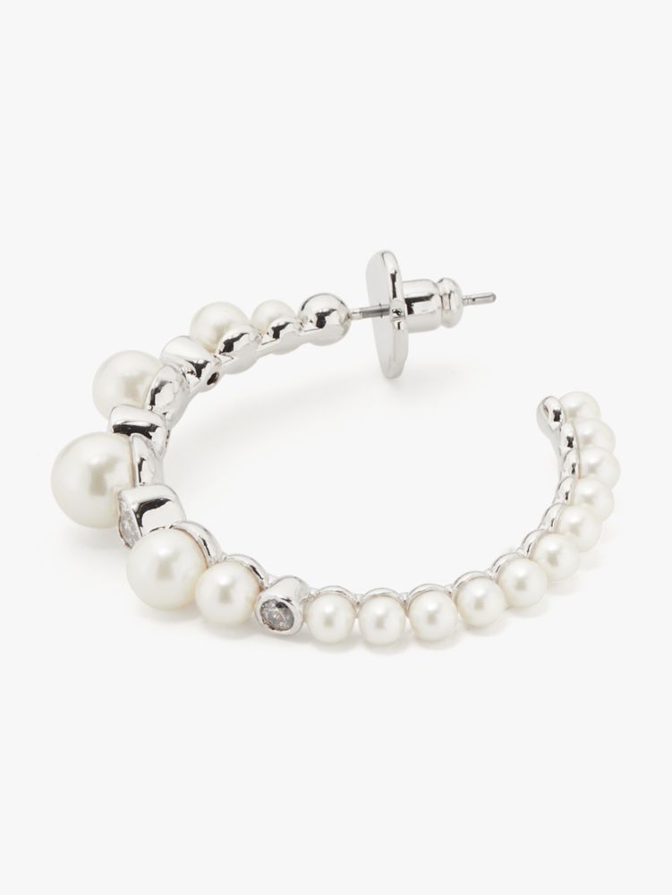 pearl caviar hoops, Cream/Silver, Product