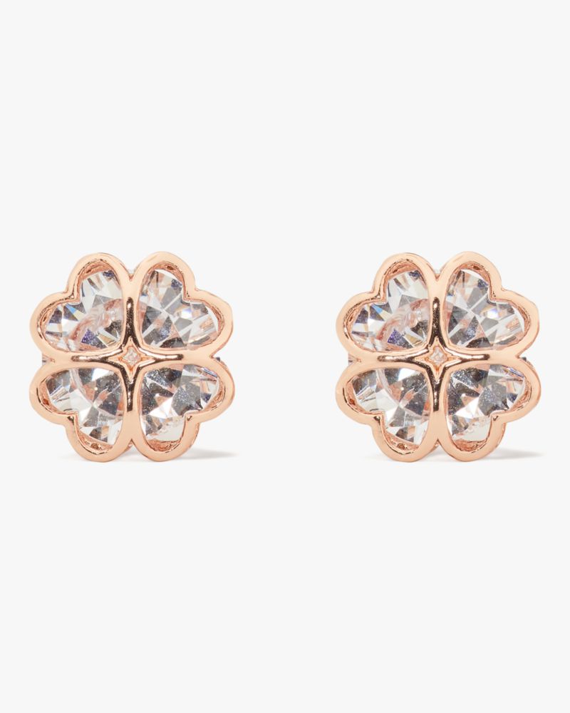 Something Sparkly Spade Studs, Clear/Rose Gold, ProductTile