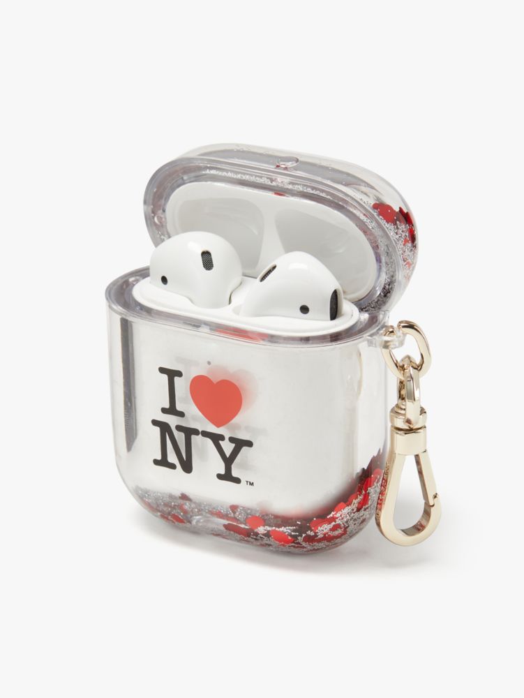 I Love Ny X Kate Spade New York Liquid Glitter Airpods Case, Black Multi, Product