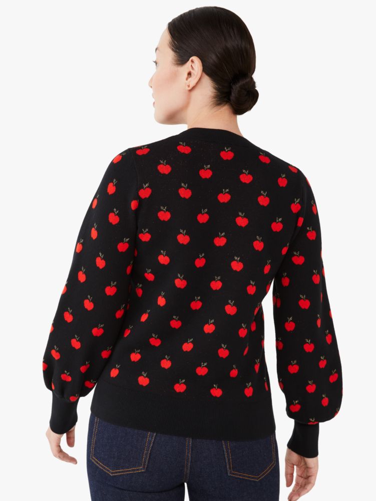 apple toss jacquard sweater, Black, Product