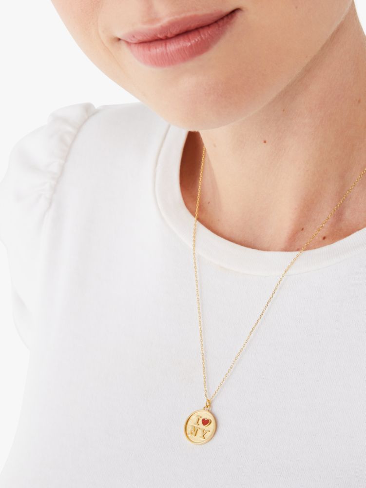 I Love Ny X Kate Spade New York Medallion Necklace, Gold, Product