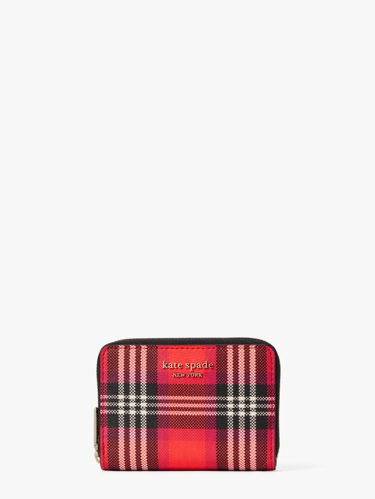 Spencer Foliage Plaid Zip Cardholder Kate Spade New York
