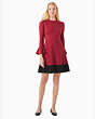 Colorblock Bell Sleeve Ponte Dress, Cranberry Cocktail, Product