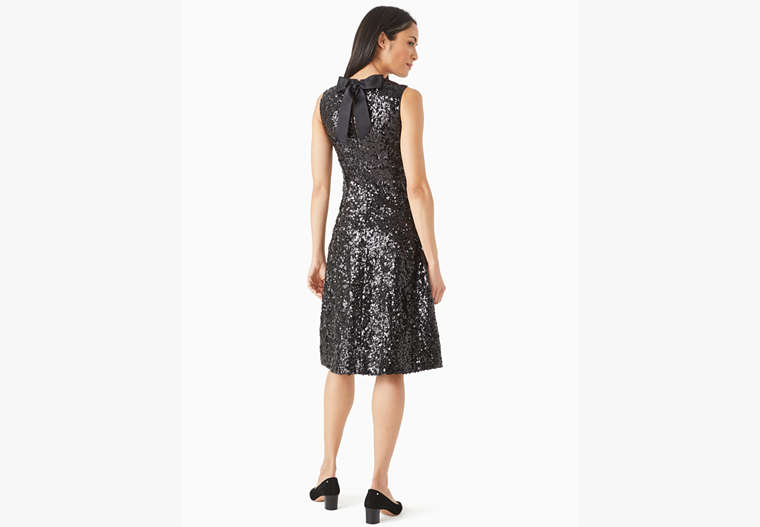 Sequin Fit-and-flare Dress, Black, Product