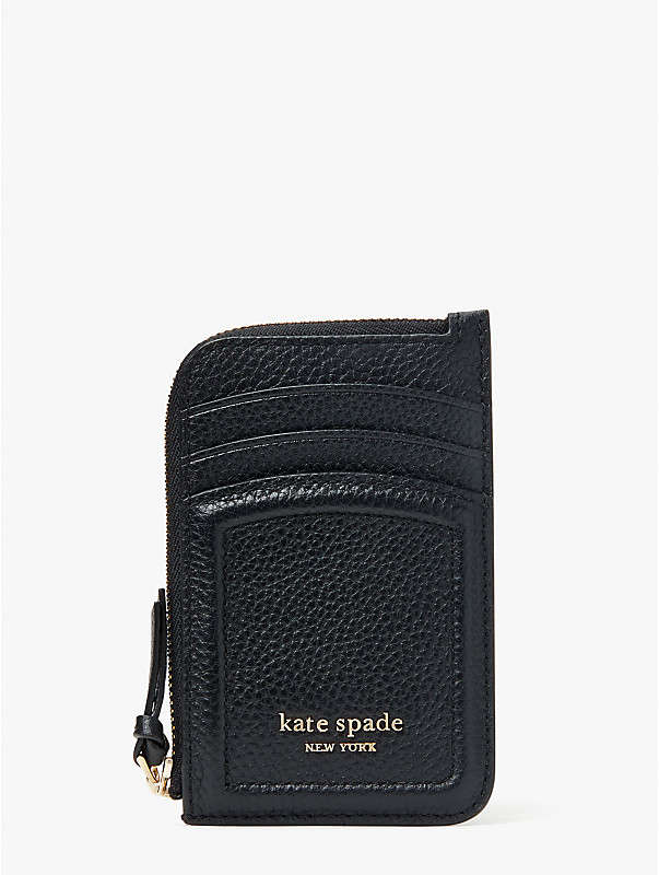 knott pebbled leather zip card holder, , rr_large