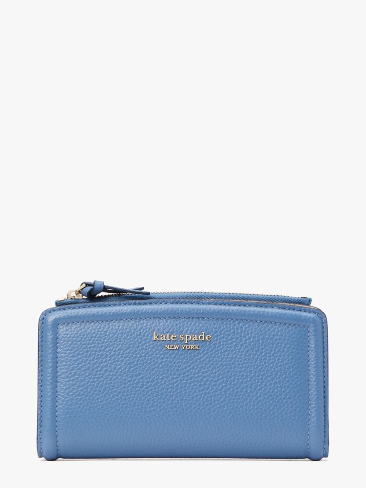 Kate Spade Knott Zip Slim Wallet In Manta Blue