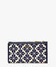 Spade Flower Jacquard Zip Slim Wallet, Blue Multicolor, ProductTile