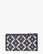 Spade Flower Jacquard Zip Slim Wallet, Blue Multicolor, Product