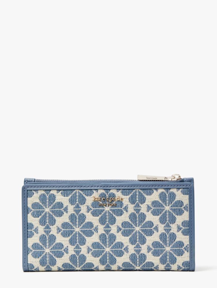 Spade Flower Jacquard Zip Slim Wallet