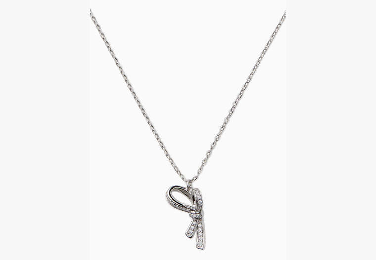 Kate Spade,all tied up pave pendant necklace,necklaces,Clear/Silver image number 0