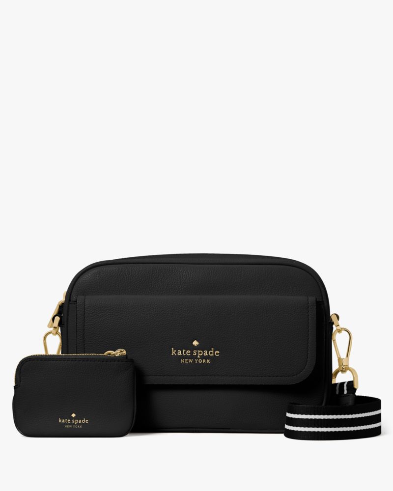 Women's black rosie pebbled leather flap camera bag | Kate Spade New York UK