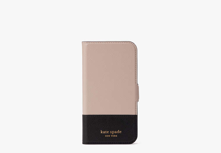 Spencer iPhone 13 Pro Magnetic Wrap Folio Case, Warm Beige/Black, Product