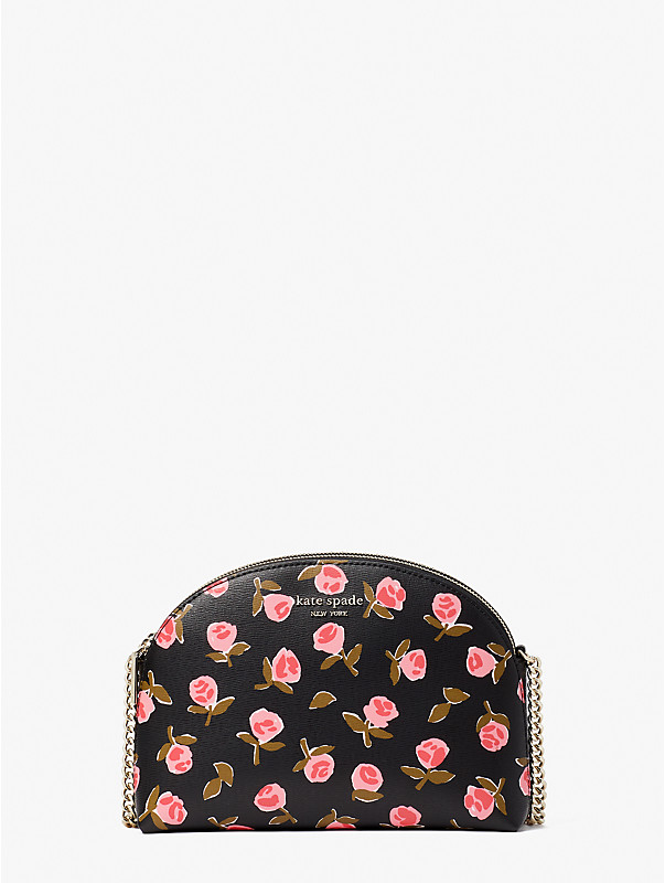 spencer ditsy rose double-zip dome crossbody, , rr_large