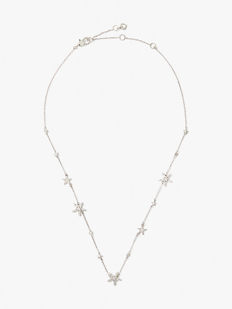 Silver-tone Cubic Zirconia Star Scatter Necklace, 17