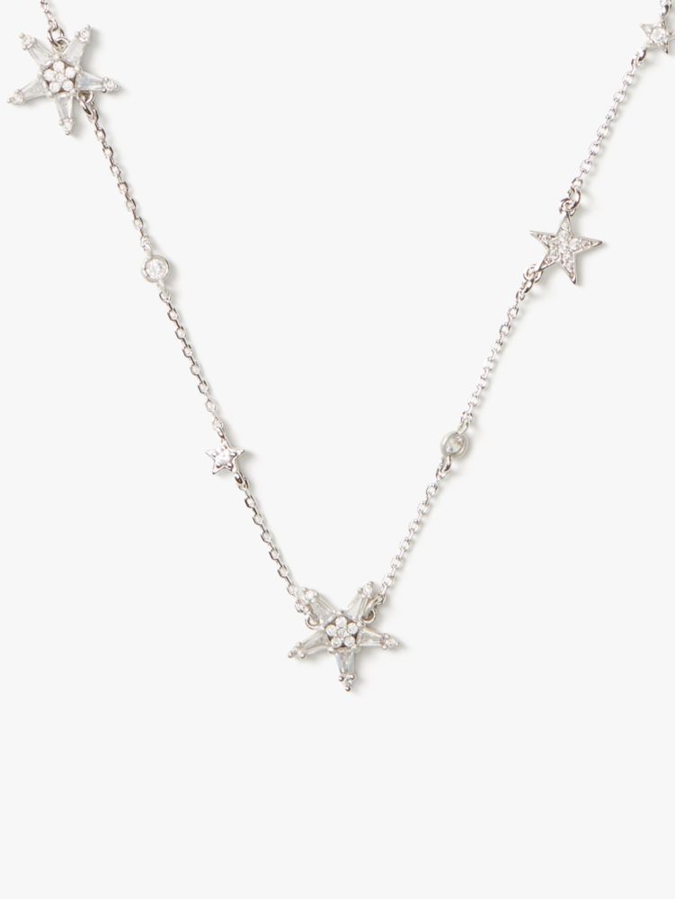 Starring Star Scatter Necklace, Clear/Silver, Product