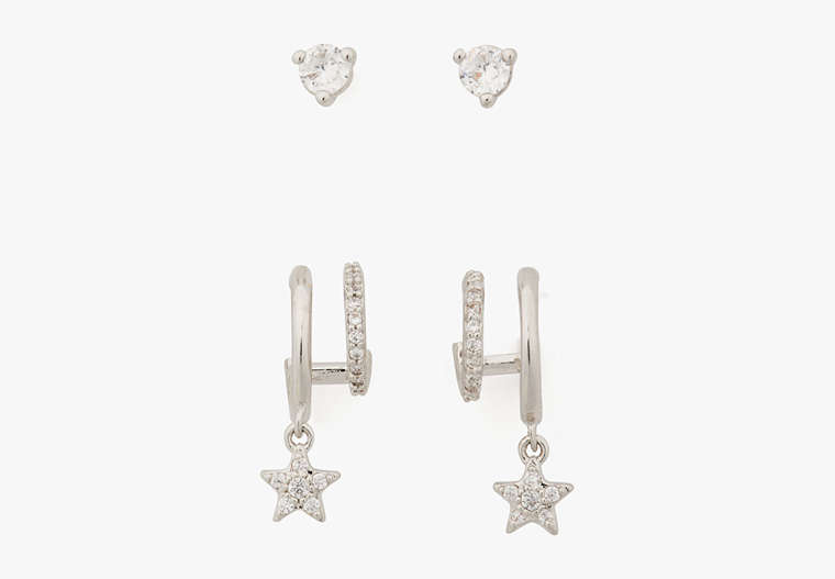 Starring Star Huggies & Studs Set, Clear/Silver, Product