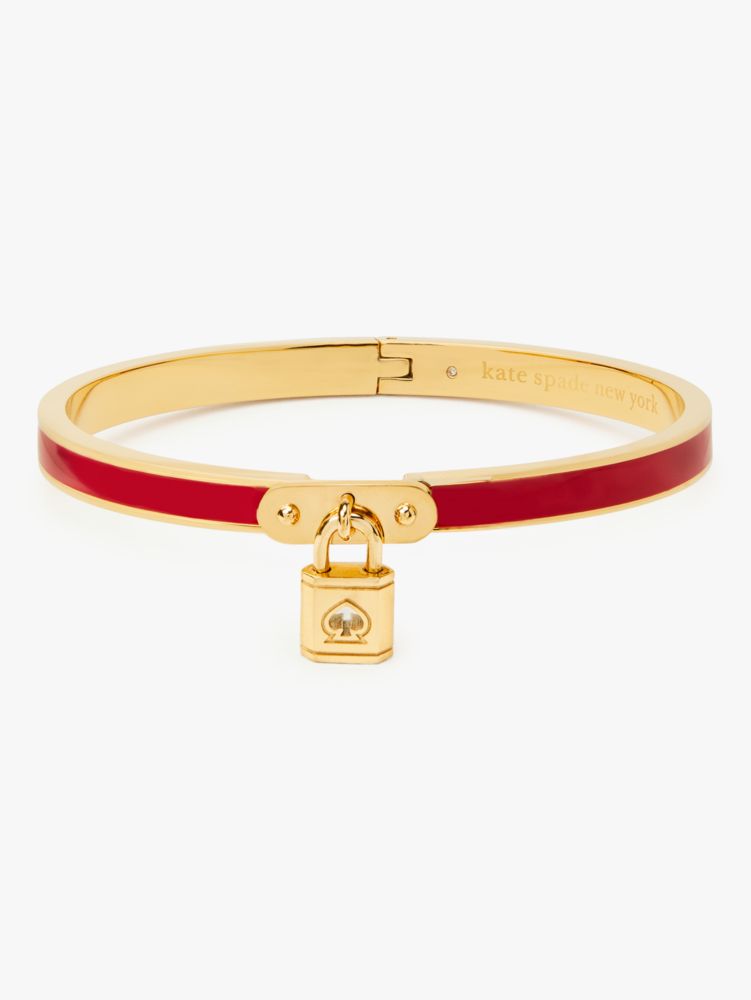 Lock And Spade Charm Bangle, Red, ProductTile