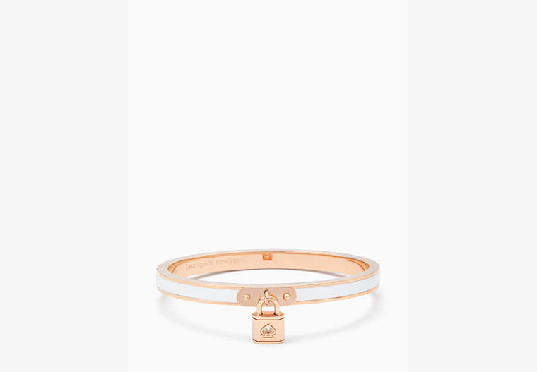 Lock And Spade Charm Bangle, White/Rose Gold, Product image number 0