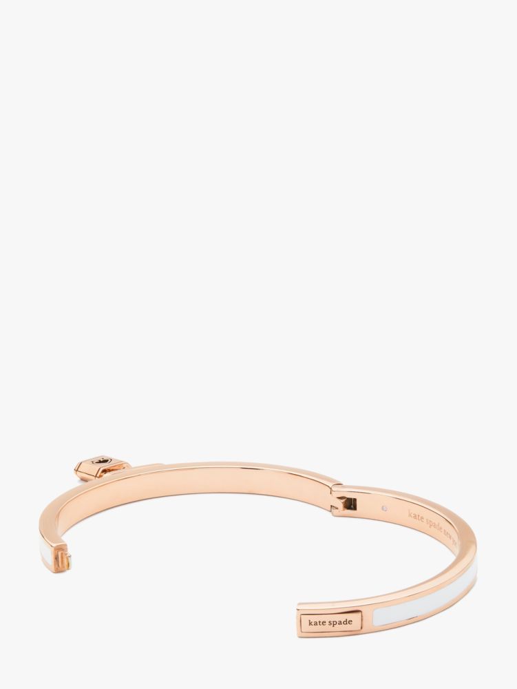 Lock And Spade Charm Bangle, White/Rose Gold, Product