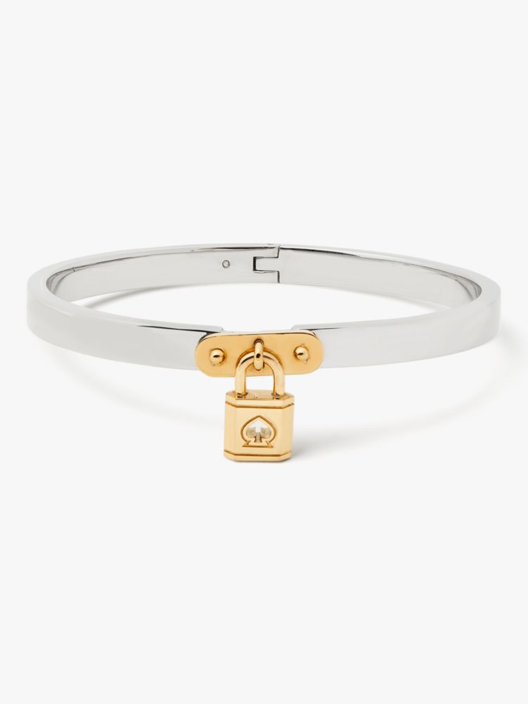 Lock And Spade Charm Bangle, Silver Gold, ProductTile