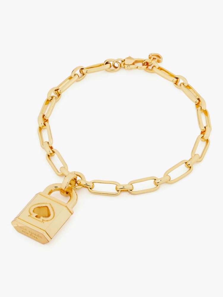 Lock And Spade Charm Bracelet, Gold, ProductTile