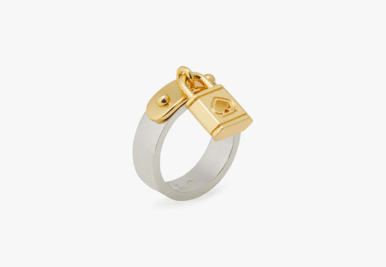 Lock And Spade Ring, Silver Gold, Product image number 0