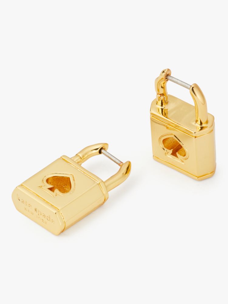 Lock And Spade Hoops, Gold, ProductTile