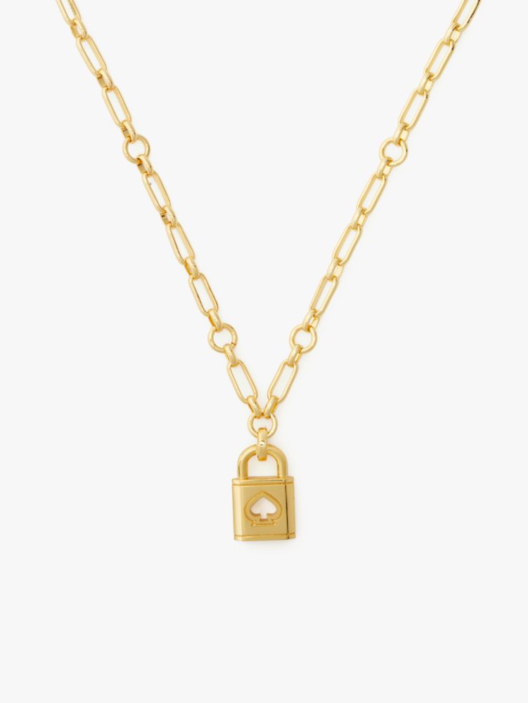 Lock And Spade Pendant, Gold, ProductTile