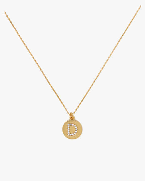 Pave Initial Mini Pendant Necklace, Clear/Gold, ProductTile
