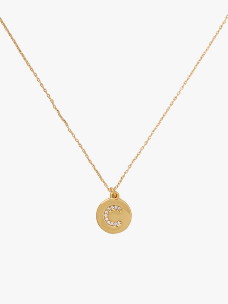 Pavé Initial Mini Pendant, Clear/Gold, Product